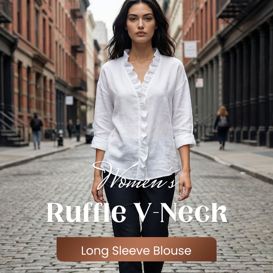📢📢50% OFF !!!⏰💞50K+ SOLD!👵🌸 50% OFF! Ruffle V-Neck Blouse – Soft, flattering & easy to wear. Perfect for daily elegance. 🕊️✨