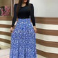 Women's Long Sleeve Floral Print Spliced Dress