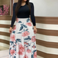 Women's Long Sleeve Floral Print Spliced Dress