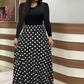 Women's Long Sleeve Floral Print Spliced Dress