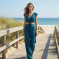 📢📢50% OFF !!!⏰Women's V-Neck Tie-Front Top & Wide-Leg Pants Set
