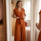 📢📢50% OFF !!!⏰Women's V-Neck Tie-Front Top & Wide-Leg Pants Set