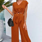 📢📢50% OFF !!!⏰Women's V-Neck Tie-Front Top & Wide-Leg Pants Set