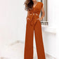 📢📢50% OFF !!!⏰Women's V-Neck Tie-Front Top & Wide-Leg Pants Set