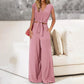 📢📢50% OFF !!!⏰Women's V-Neck Tie-Front Top & Wide-Leg Pants Set