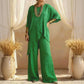 💎 55% OFF! 💎 Women's Two-Piece Loose Fit Outfit – Asymmetrical Top + Wide-Leg Pants, Lightweight & Wrinkle-Resistant 🌸🌿