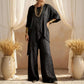 💎 55% OFF! 💎 Women's Two-Piece Loose Fit Outfit – Asymmetrical Top + Wide-Leg Pants, Lightweight & Wrinkle-Resistant 🌸🌿
