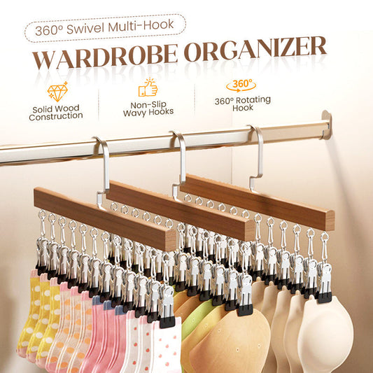 📢📢Buy 1 get 1 free !! ⏰360° Swivel Multi-Hook Wardrobe Organizer--10 clips