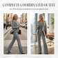 👚 50% DE RÉDUCTION! 💃 Ensemble 3 Pièces pour Femme avec Pantalon Évasé – Haut à Manches Longues, Pantalon Taille Haute & Ceinture Associée ✨