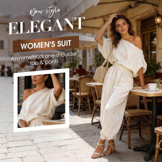 📢📢50% OFF !!!⏰Women's Asymmetrical One-Shoulder Top & Pants Set