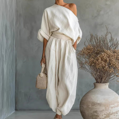 📢📢50% OFF !!!⏰Women's Asymmetrical One-Shoulder Top & Pants Set