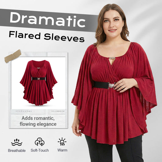 📢📢50% OFF !!!⏰Women's Fashion Flared Sleeve Tunic Top