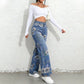 📢📢30% OFF !! ⏰Women's Floral Print Straight-Leg Jeans【BUY 2 GET FREE SHIPPING】