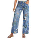 📢📢30% OFF !! ⏰Women's Floral Print Straight-Leg Jeans【BUY 2 GET FREE SHIPPING】