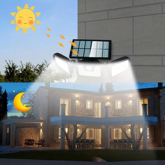 📢📢50% OFF !!!⏰Solar 3-Heads Wall Light With Sensor Lighting Function