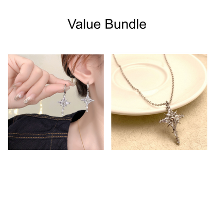 📢📢Big Sale Now On!⏰Sparkling Cross Pendant Earrings & Necklace