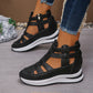 Women's Fashion Breathable Wedge Sandals with Side Zipper Closure