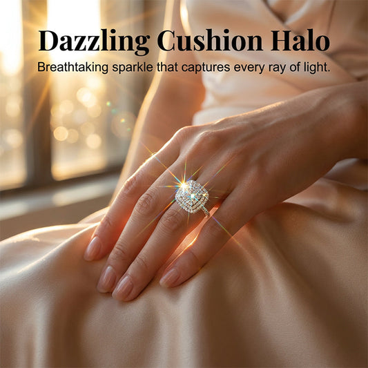 📢📢Big Sale Now On!⏰Brilliant Double Halo Square Ring for Women
