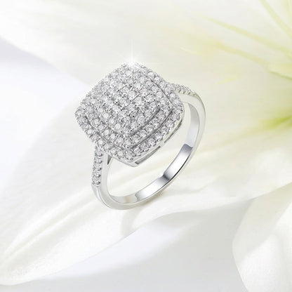 📢📢Big Sale Now On!⏰Brilliant Double Halo Square Ring for Women