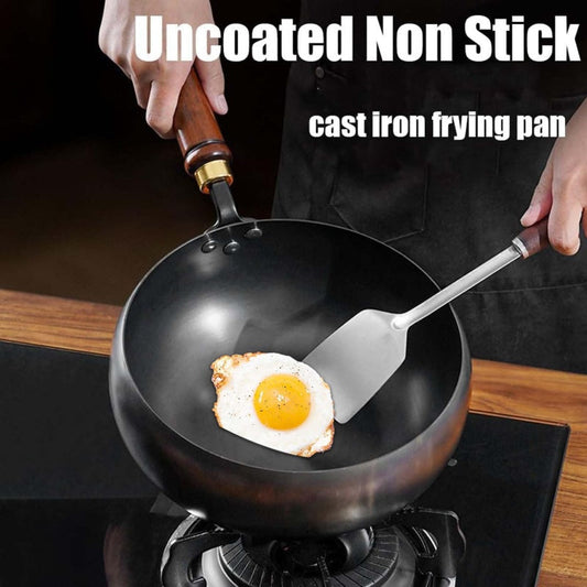 💎 59% OFF! 💎 Uncoated Thick Iron Wok with Lid – Healthy Pure Iron, Family-Sized & Works on All Stovetops 🍳🔥