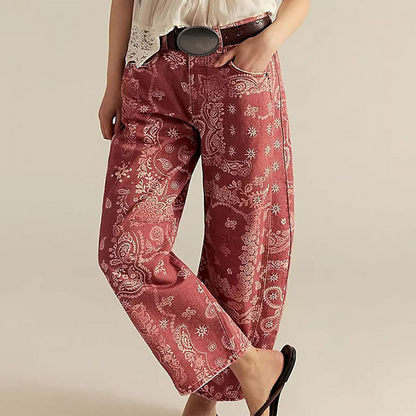 📢📢Big Sale Now On!⏰Vintage Print Barrel Leg Jeans