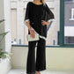 Elegant Sequin Trim Poncho Top & Wide-Leg Pants Set