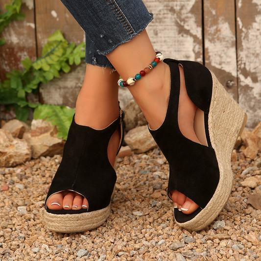 Women's Platform Buckle Strap Peep Toe Sandals