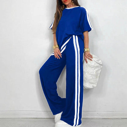 📢📢50%  OFF !! ⏰Women's Striped Top & Wide-Leg Pants Set