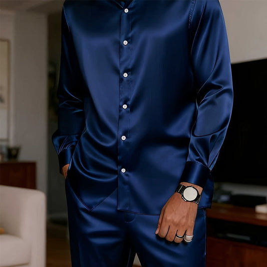 📢📢50%  OFF !! ⏰Men's Button-Down Luxury Sleepwear Set