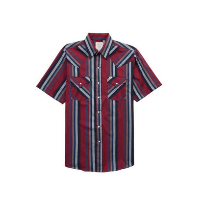 Men's Short Sleeve Striped Western Snap Shirt