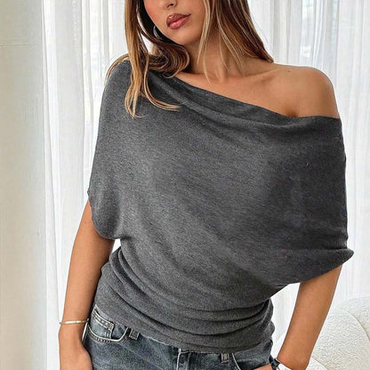 🔥 Hot sale 50% OFF！！🔥Women's Asymmetrical Off-Shoulder Batwing Sleeve Top