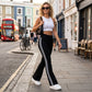 High-Waist Side Stripe Flared Pants