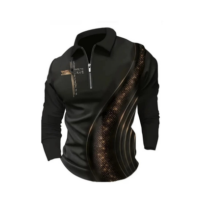 🎁New arrival 50% OFF💥Men's Casual Retro Long Sleeve Zip-Up Polo Shirt