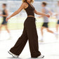 Women's Halter Neck Crop Top and Wide Leg Pants Set