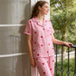 Women's Heart Print Striped Pajama Set