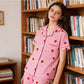 Women's Heart Print Striped Pajama Set