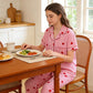 Women's Heart Print Striped Pajama Set