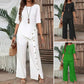 🥰Women's Irregular Hem Top & Wide Leg Pants Two-Piece Set