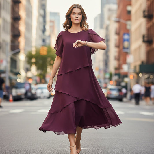 📢📢35% OFF !!!⏰Elegant Layered Dress with Flutter Sleeves