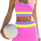🎁New arrival 50% OFF💥🌼Color Block Patchwork Sporty 3-Piece Bikini Set - High Waisted & Tummy Control Swimsuit👙🌈