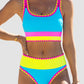 🎁New arrival 50% OFF💥🌼Color Block Patchwork Sporty 3-Piece Bikini Set - High Waisted & Tummy Control Swimsuit👙🌈