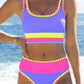 🎁New arrival 50% OFF💥🌼Color Block Patchwork Sporty 3-Piece Bikini Set - High Waisted & Tummy Control Swimsuit👙🌈