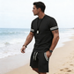 Men's Striped T-Shirt & Shorts 2-Piece Set
