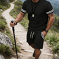 Men's Striped T-Shirt & Shorts 2-Piece Set