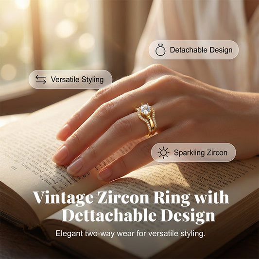 📢📢50% OFF !!!⏰2-in-1 Gold-Tone Zirconia Open Ring