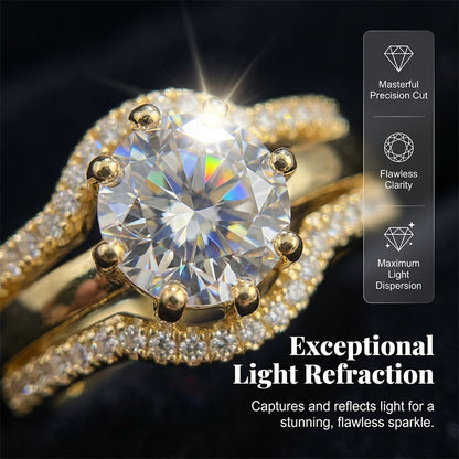 📢📢50% OFF !!!⏰2-in-1 Gold-Tone Zirconia Open Ring