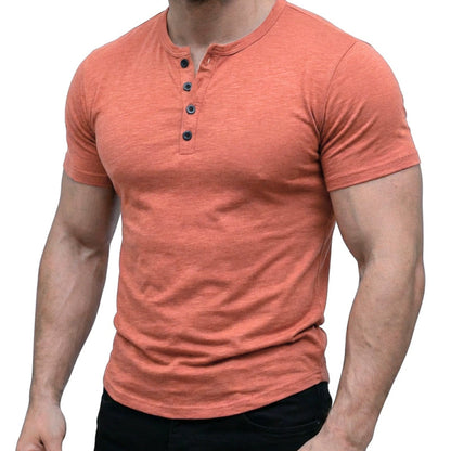 🔥 50% OFF NOW! 👕 Men's Short Sleeve Henley T-Shirt – Classic Style, Soft Fabric & Perfect for Everyday Wear 🏠