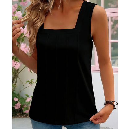 📢📢30% OFF !!!⏰Women's Square Neck Pleated Tank Top