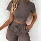 📢📢40% OFF !!!⏰Women's Summer Casual Short Sleeve and Athletic Shorts 2-Piece Suit