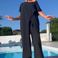 📢📢30% OFF !!!⏰Solid Color Off-Shoulder Top & Pants Set